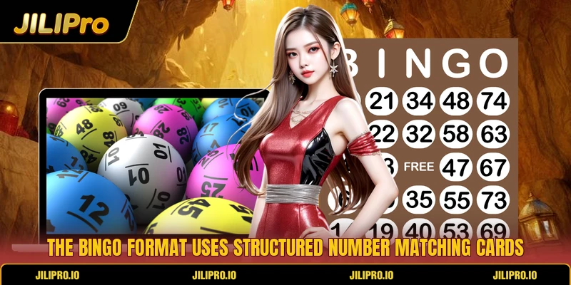 The bingo format uses structured number matching cards The bingo format uses structured number matching cards